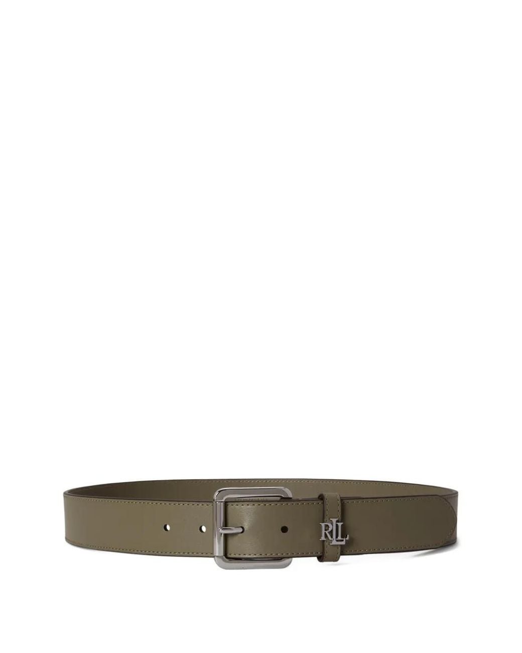 Ralph Lauren Green Logo-Plaque Leather Belt