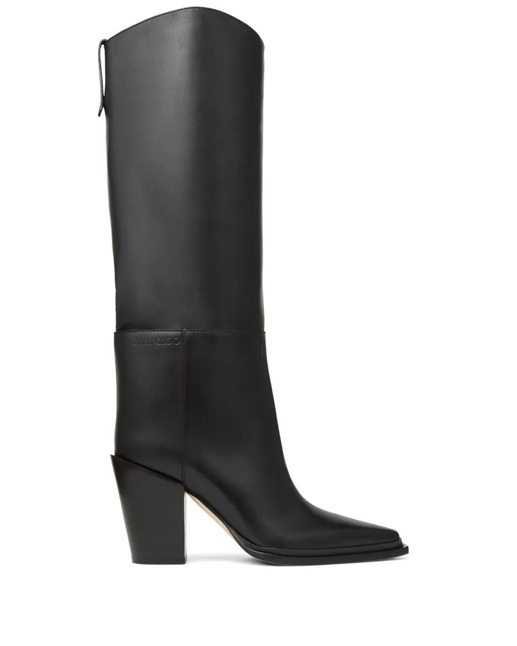 Jimmy Choo Black Cece 80 Leather Knee-High Boots