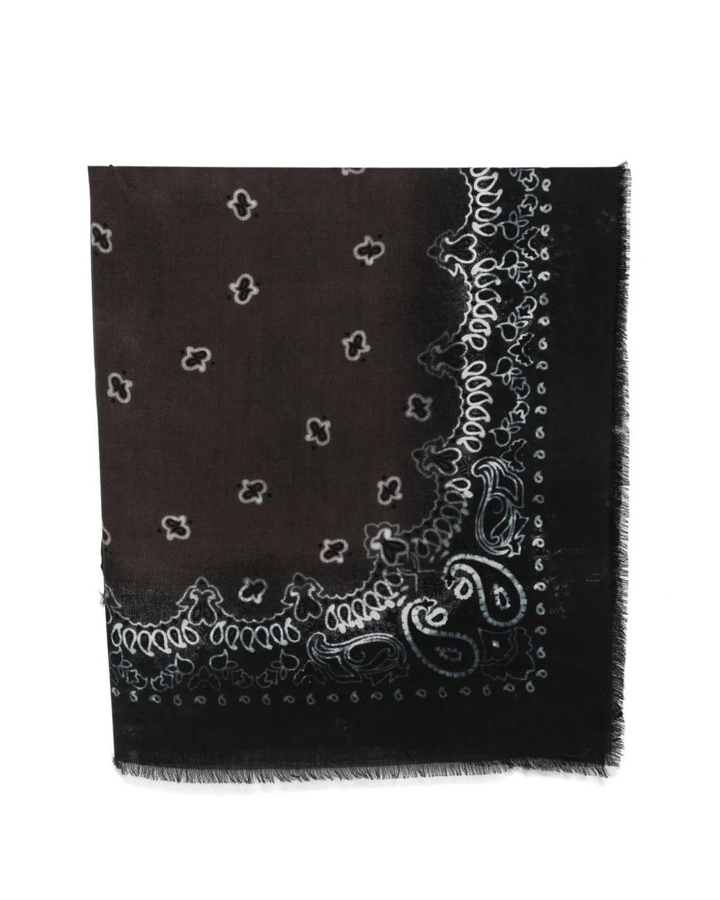 Destin Black Paisley-Print Frayed-Detail Scarf