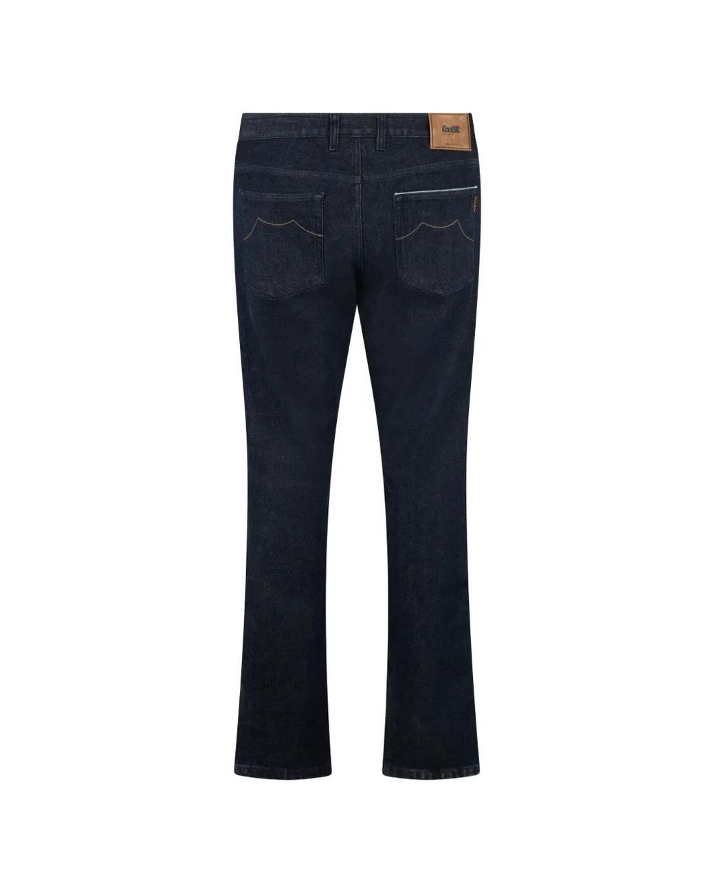 Moorer Blue Logo-Patch Trousers for men