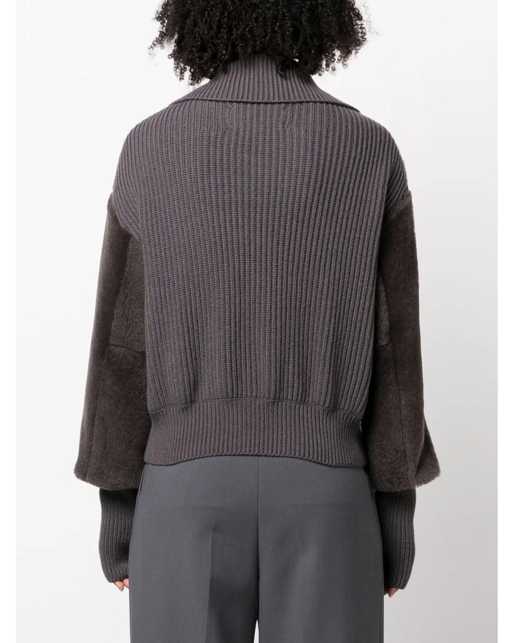 Fabiana Filippi Black Knit-Panel Zip-Up Jacket