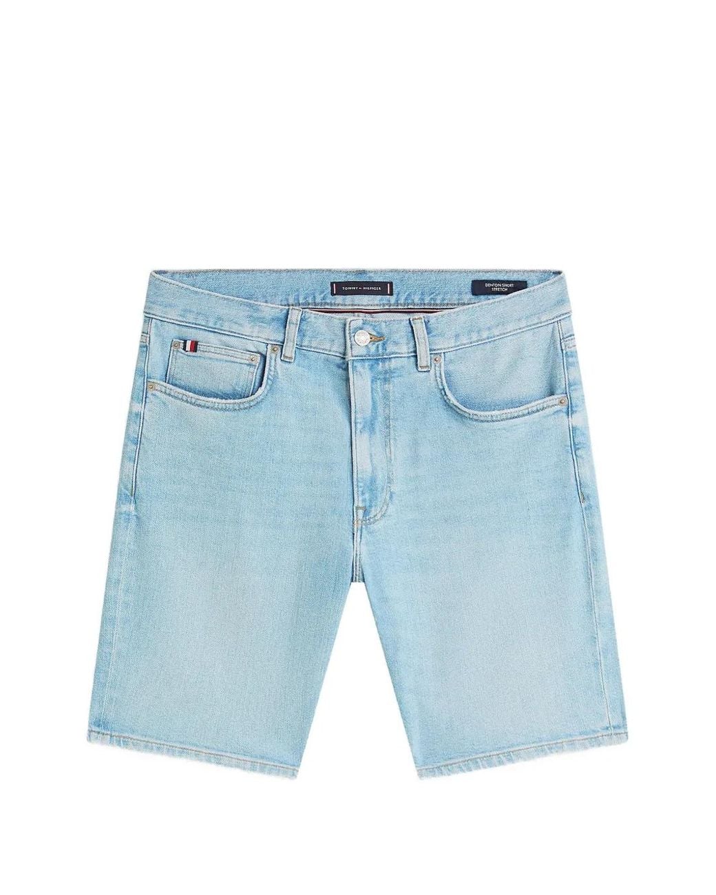 Tommy Hilfiger Blue Short Denton À Effet Légèrement Délavé for men