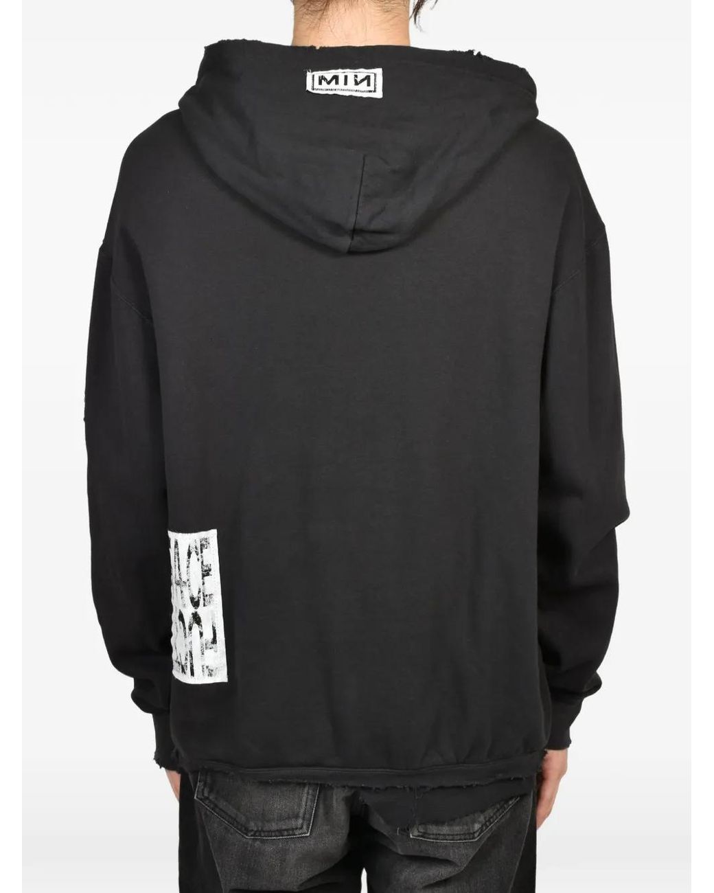 Minus Bootleg Gerafelde Hoodie Met Patch in het Black voor heren