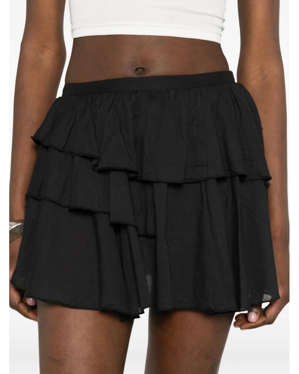 GIMAGUAS Black Joan Ruffled Mini Skirt