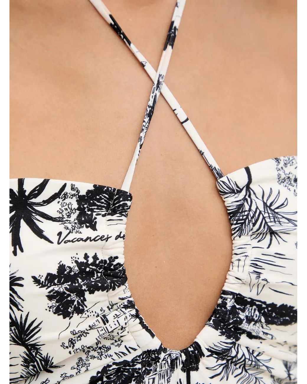 Karl Lagerfeld Blue Graphic-Print Halterneck Swimsuit
