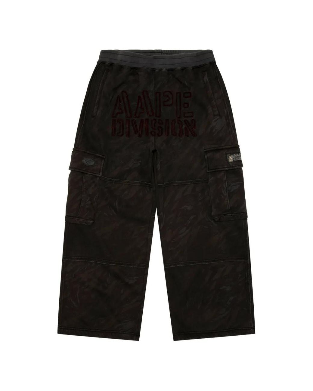Aape By A Bathing Ape Black Moonface Camouflage-Print Cargo Sweat Pants for men
