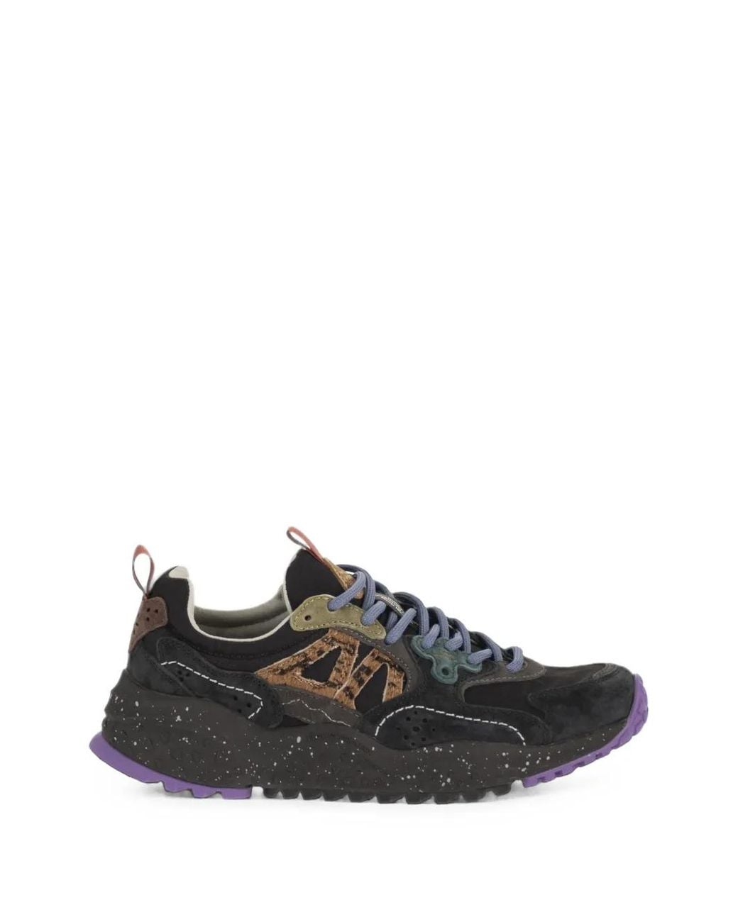 Flower Mountain Black Solin Uni Panelled Sneakers