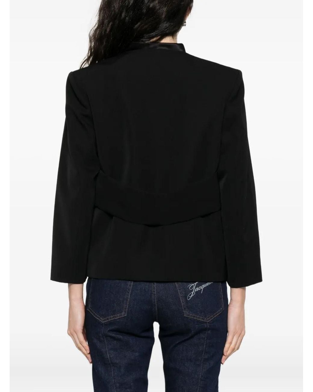 Casablanca Black Satin-Trimmed Wrap Jacket
