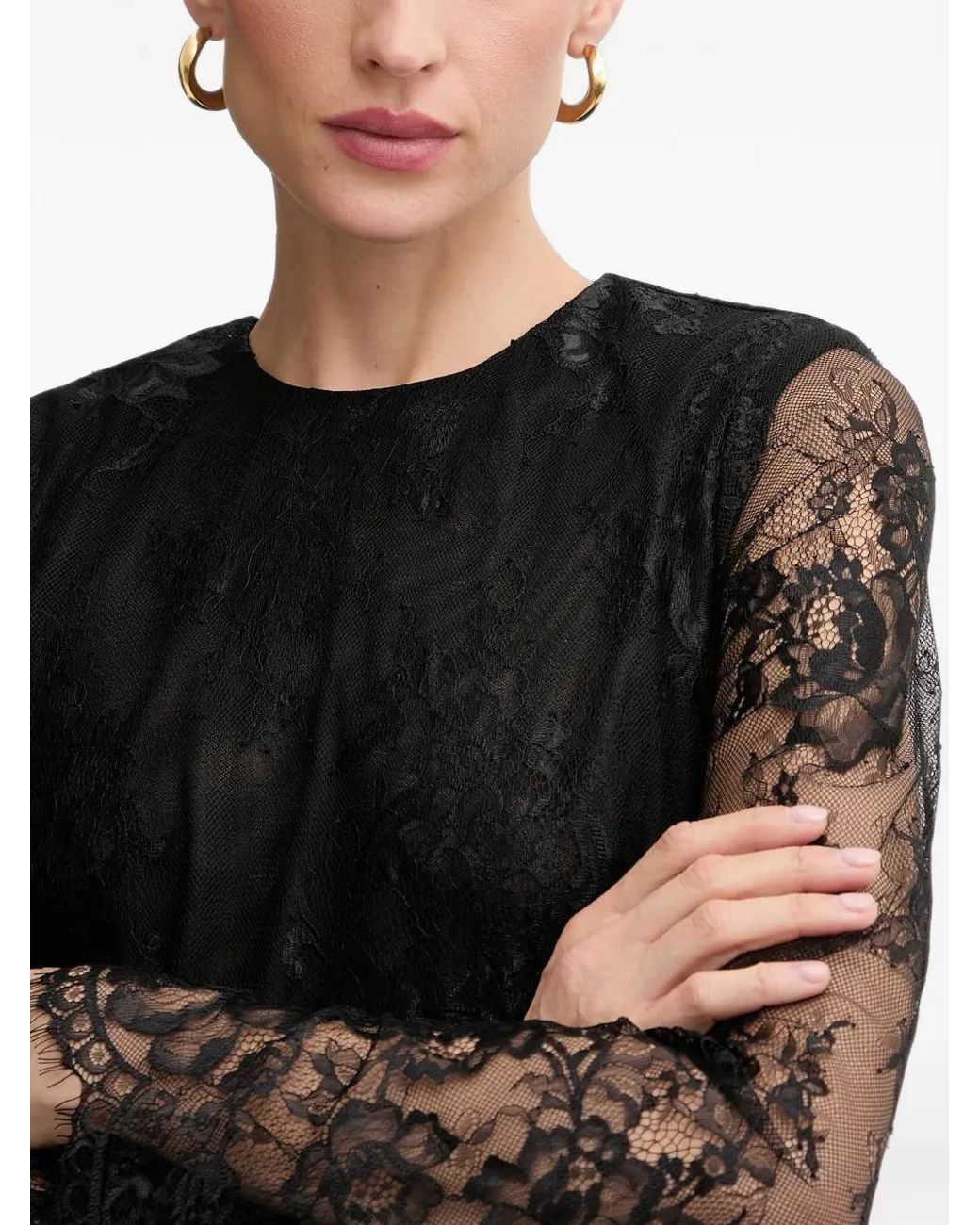 Bardot Black Lace Long-Sleeve Blouse