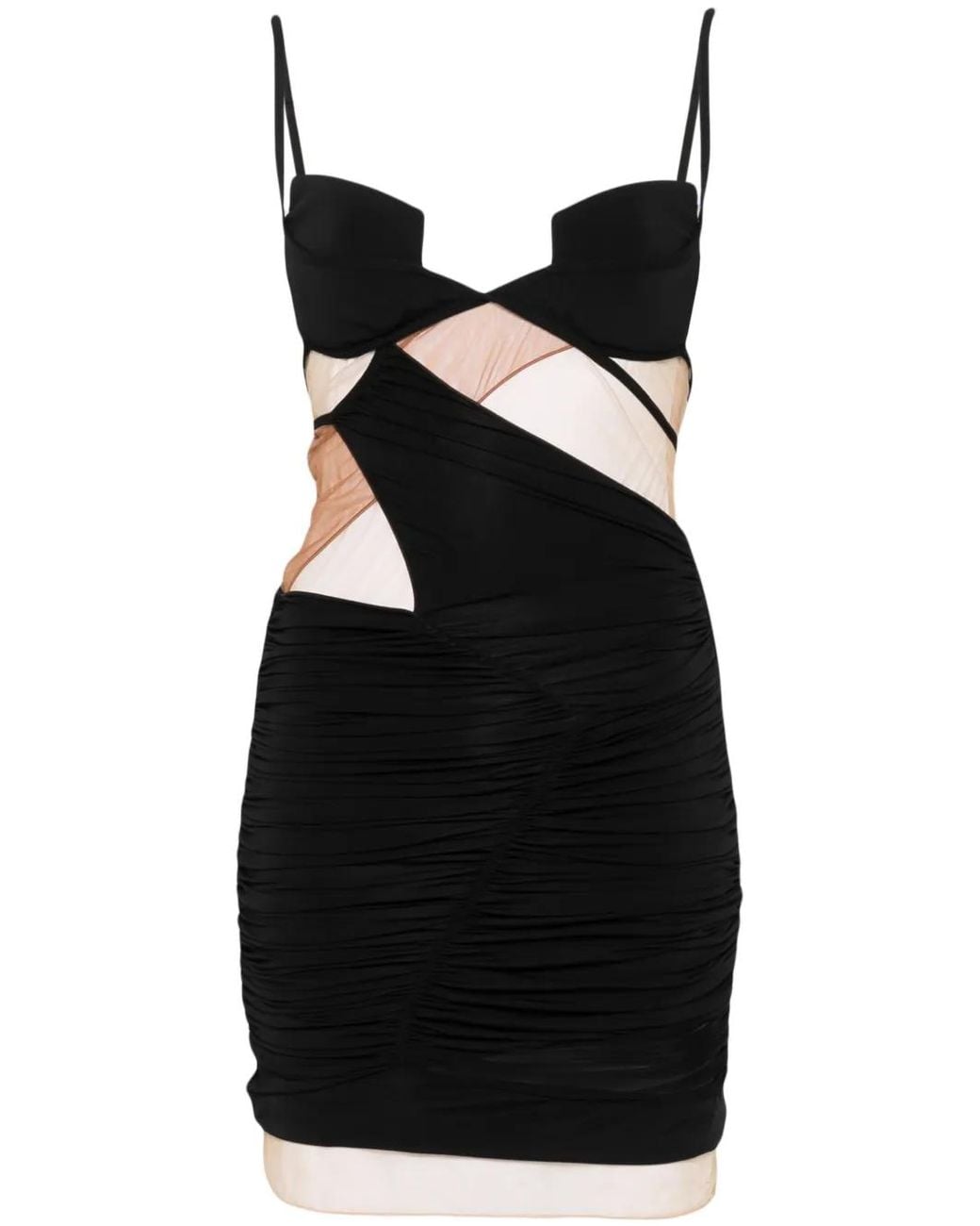 Nensi Dojaka Black Sheer-Panels Mini Dress