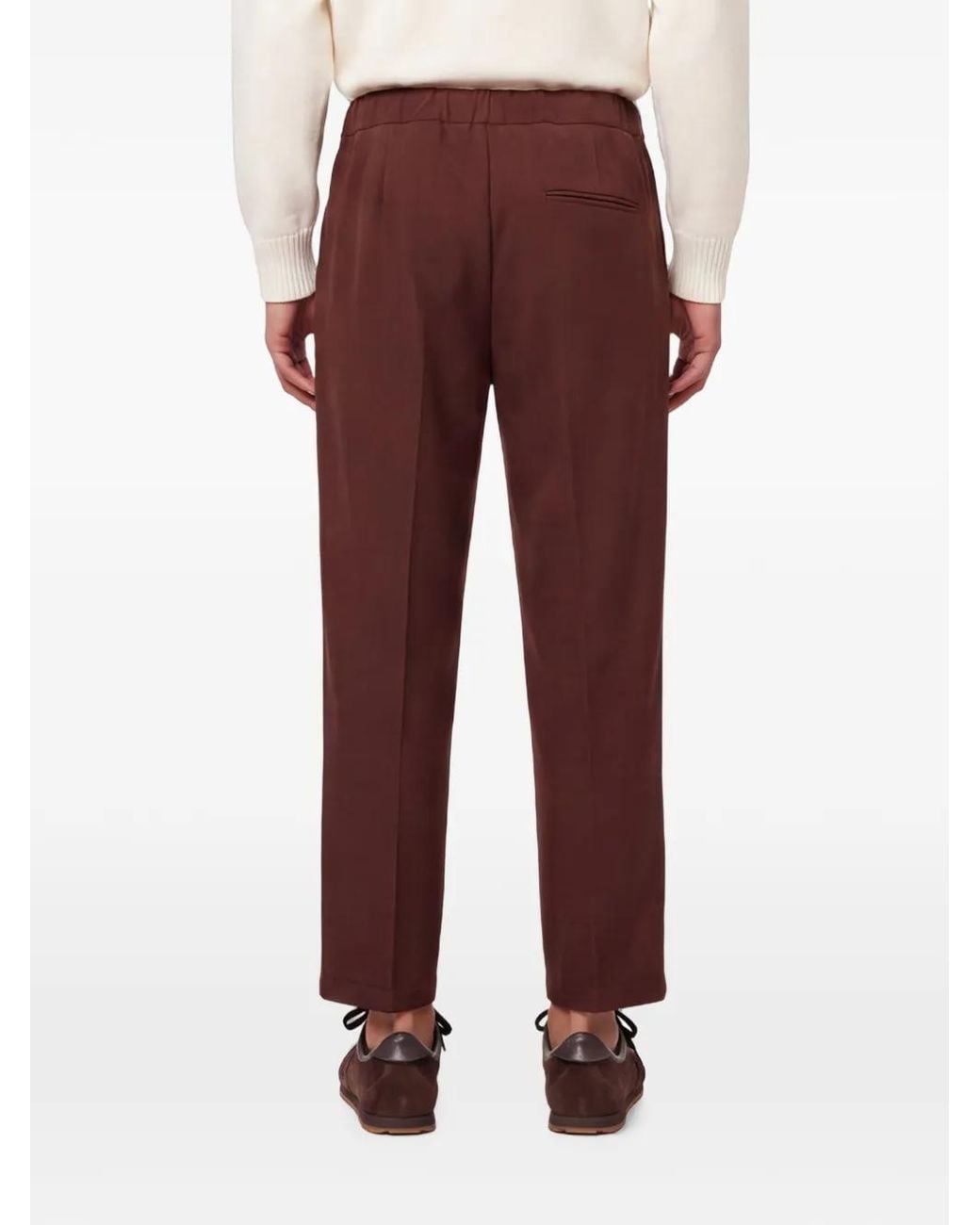 Costumein Brown Pantalon Plissé À Taille Élastiquée for men