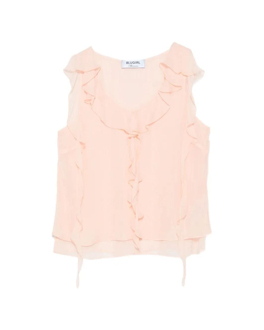 Blugirl Blumarine Pink Ruffled Tiered Blouse