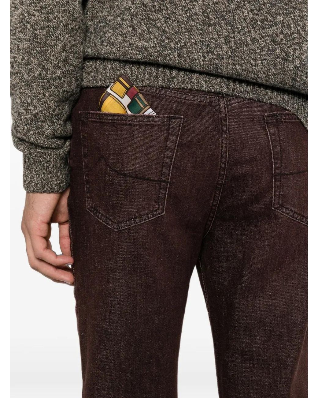 Jacob Cohen Brown Jean Droit À Patch Logo for men