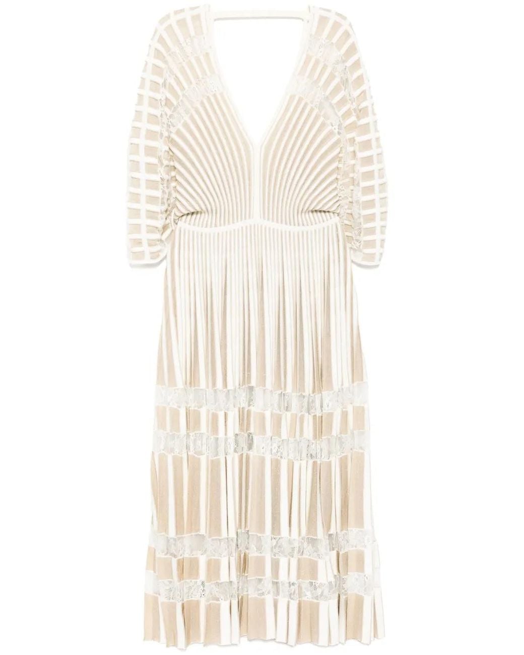 Elie Saab White Knit Midi Dress