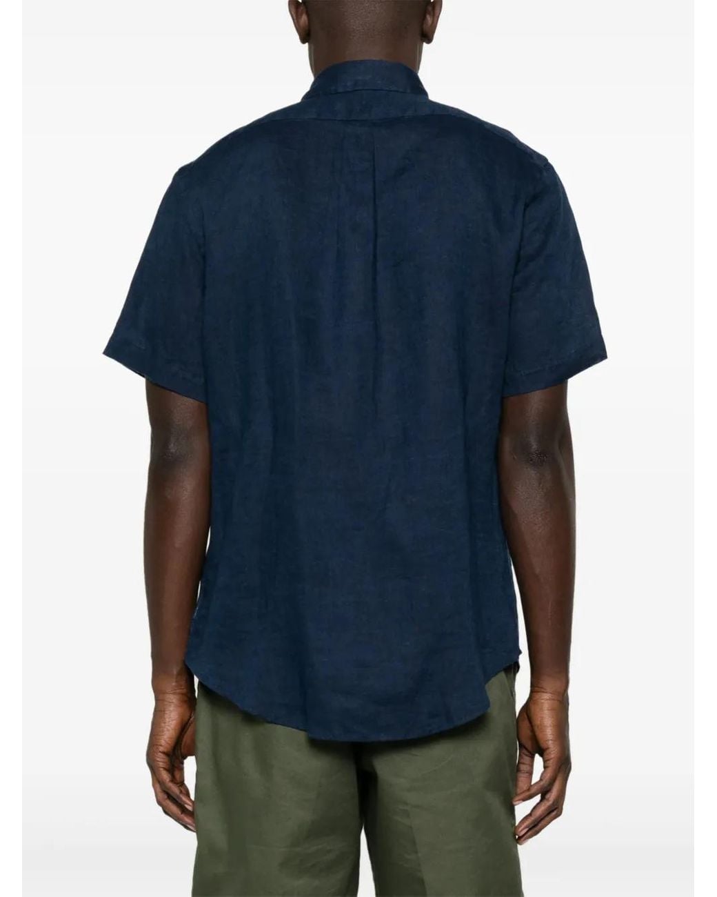Polo Ralph Lauren Blue Linen Shirt for men