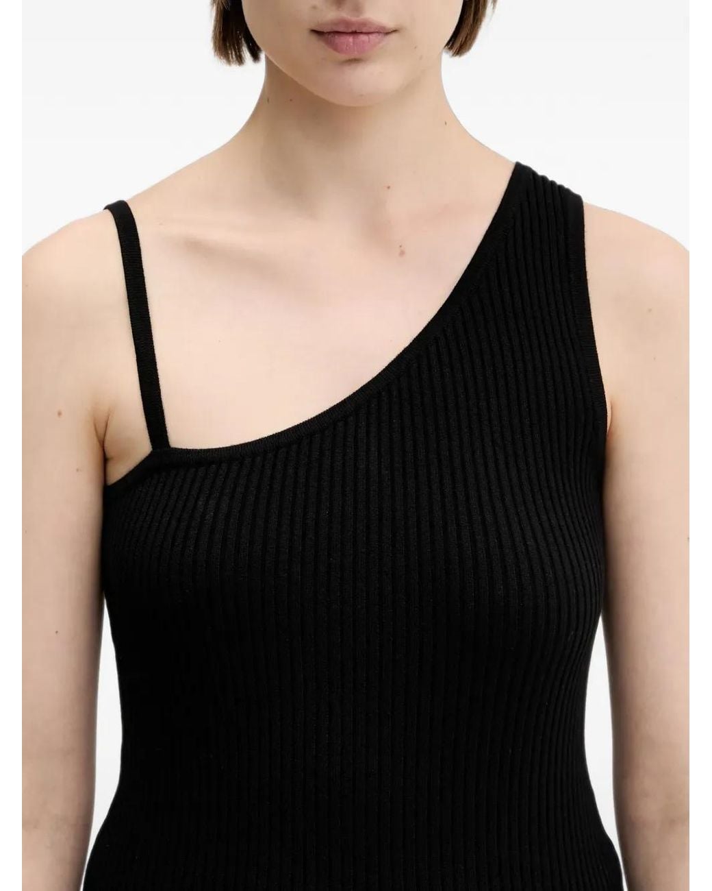 Samsøe & Samsøe Black Sacheryl One-Shoulder Ribbed Top
