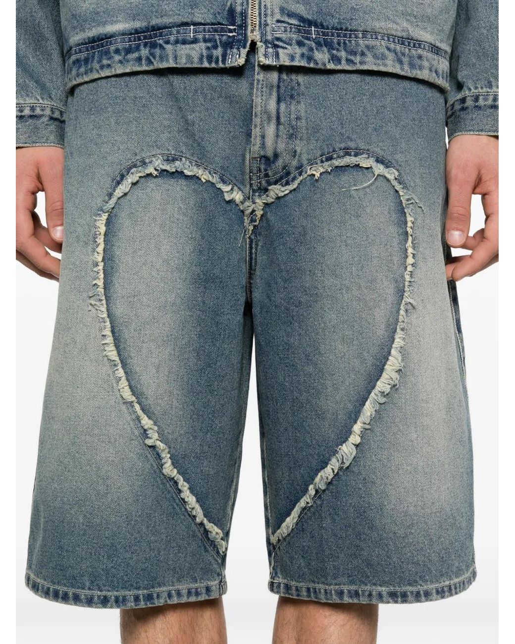 Carne Bollente Blue Heart Denim Shorts for men