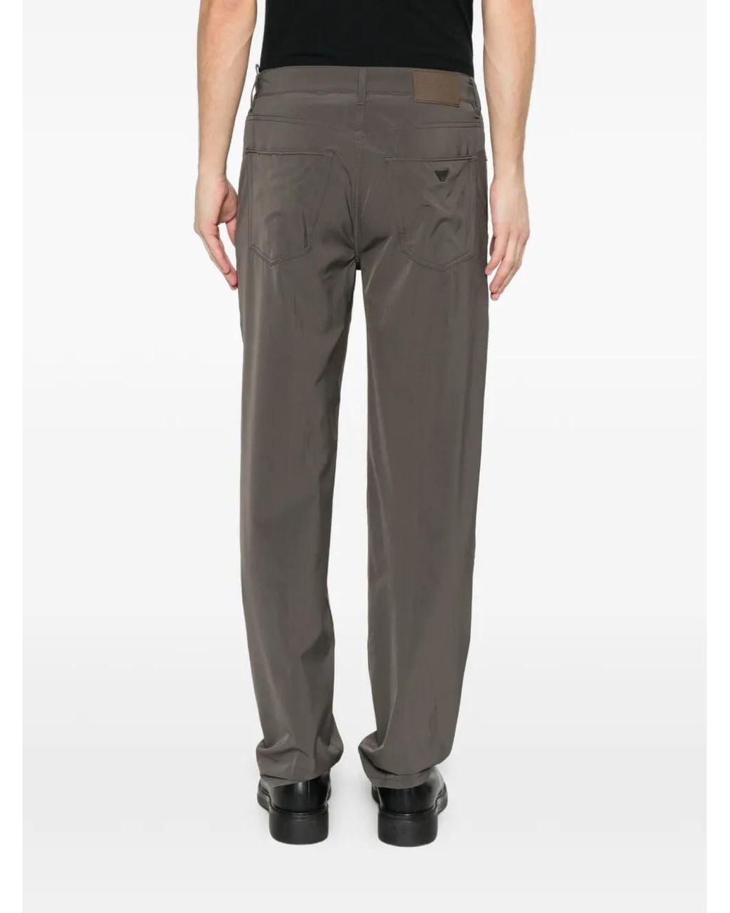 Emporio Armani Gray Logo-Patch Trousers for men