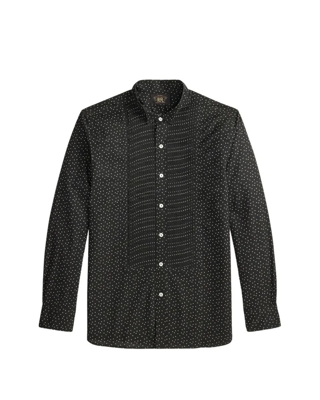 RRL Black Star-Print Pleated Shirt for men