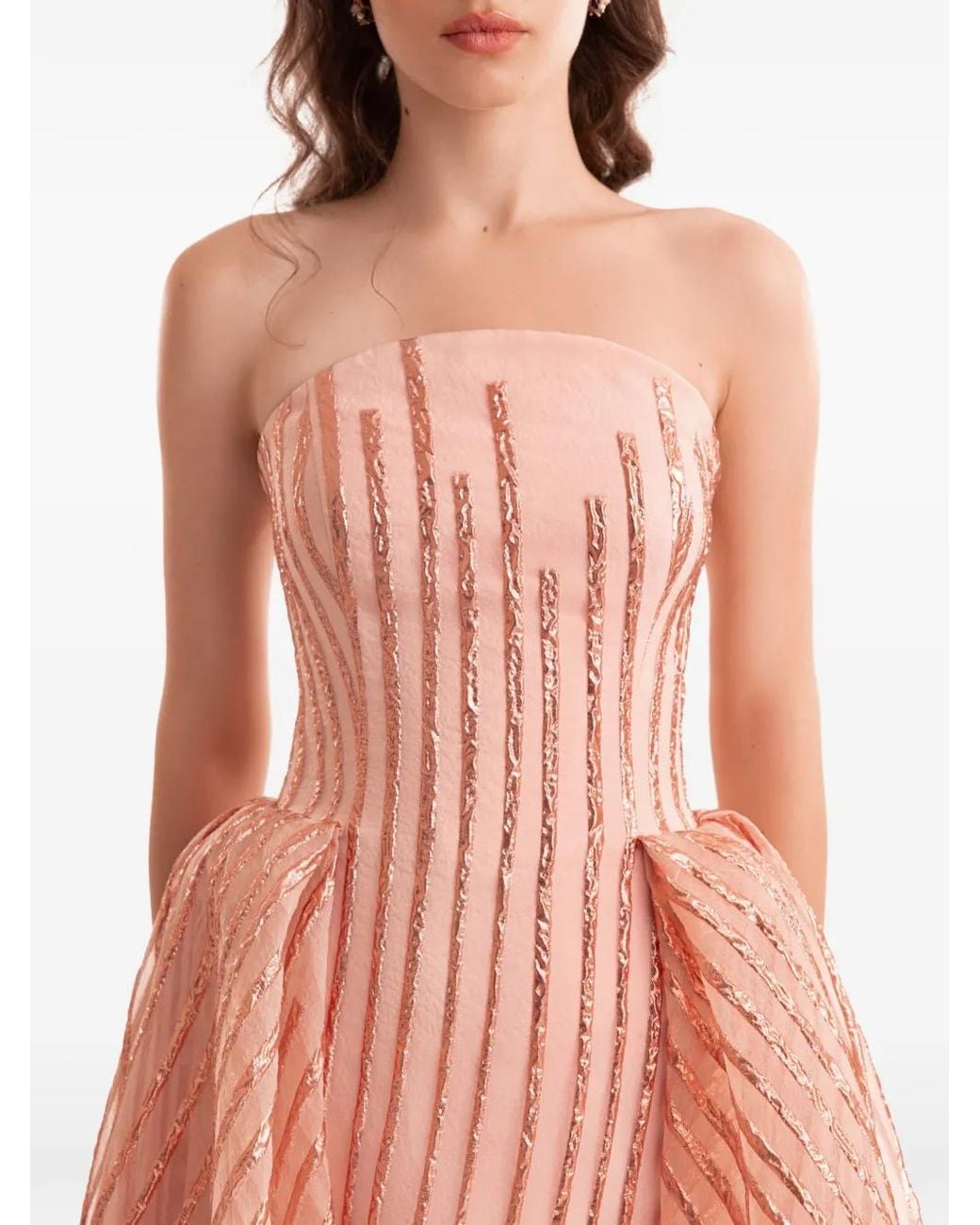 Gemy Maalouf Pink Strapless Embellished Gown