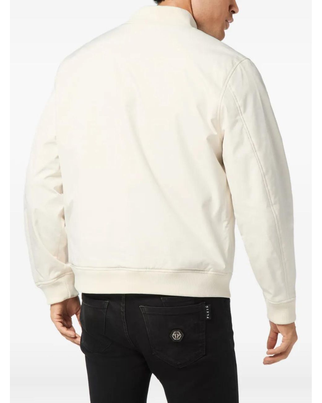 Philipp Plein Natural Logo-Plaque Bomber Jacket for men