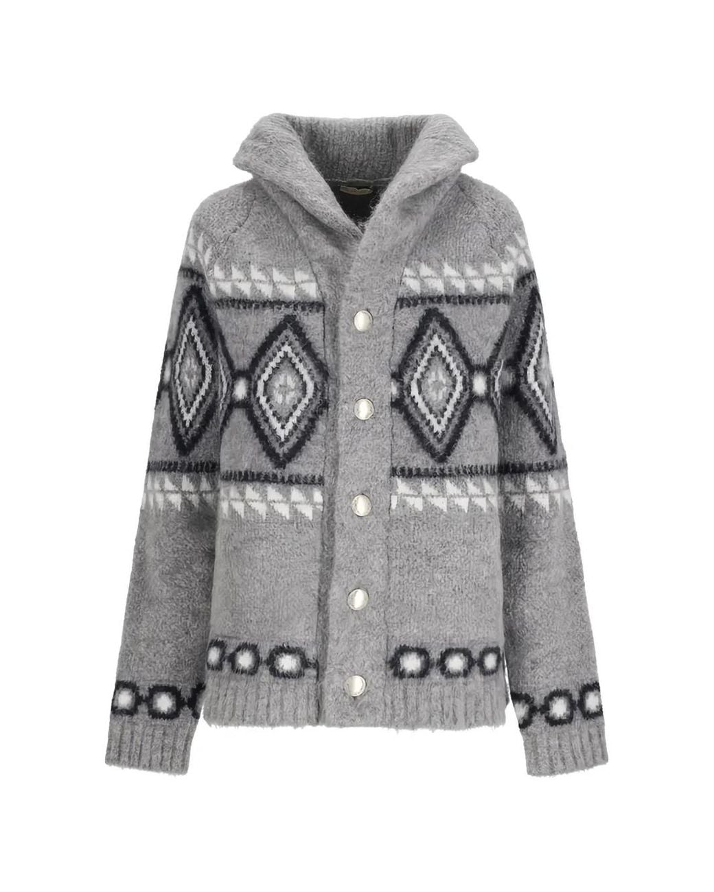 Borgo Asolo Gray Rombi Intarsia-Knit Jacket