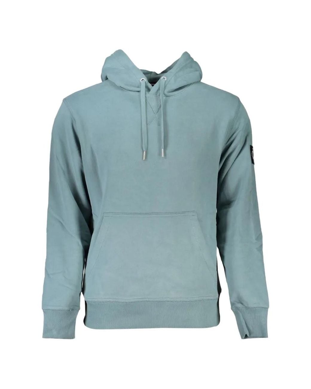 Calvin Klein Blue Logo-Patch Cotton Hoodie for men