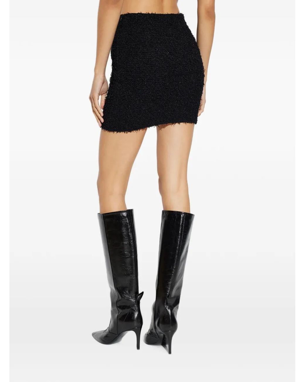 Balmain Black Button-Embellished Mini Skirt