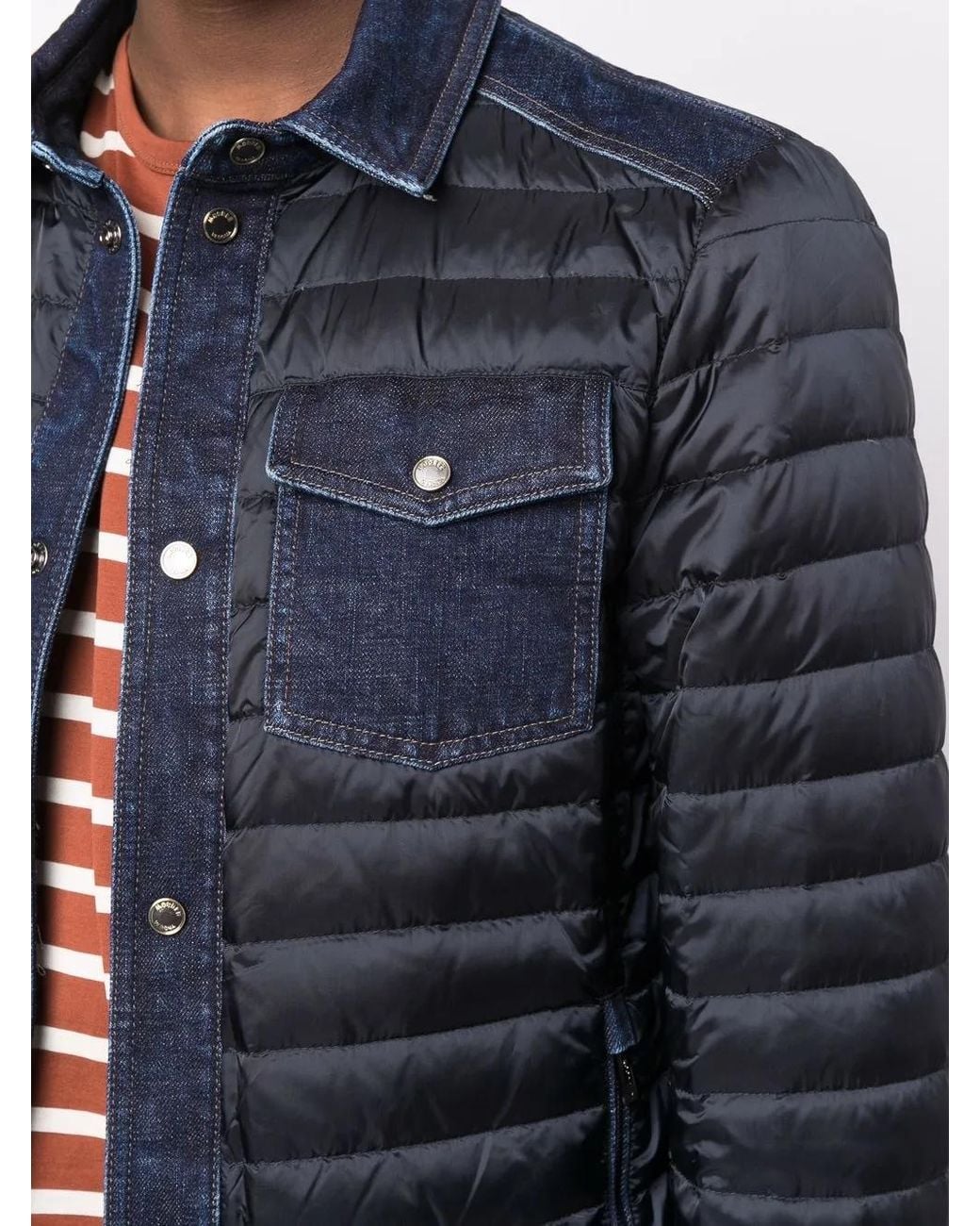 Moorer Gewatteerd Shirtjack in het Blue voor heren