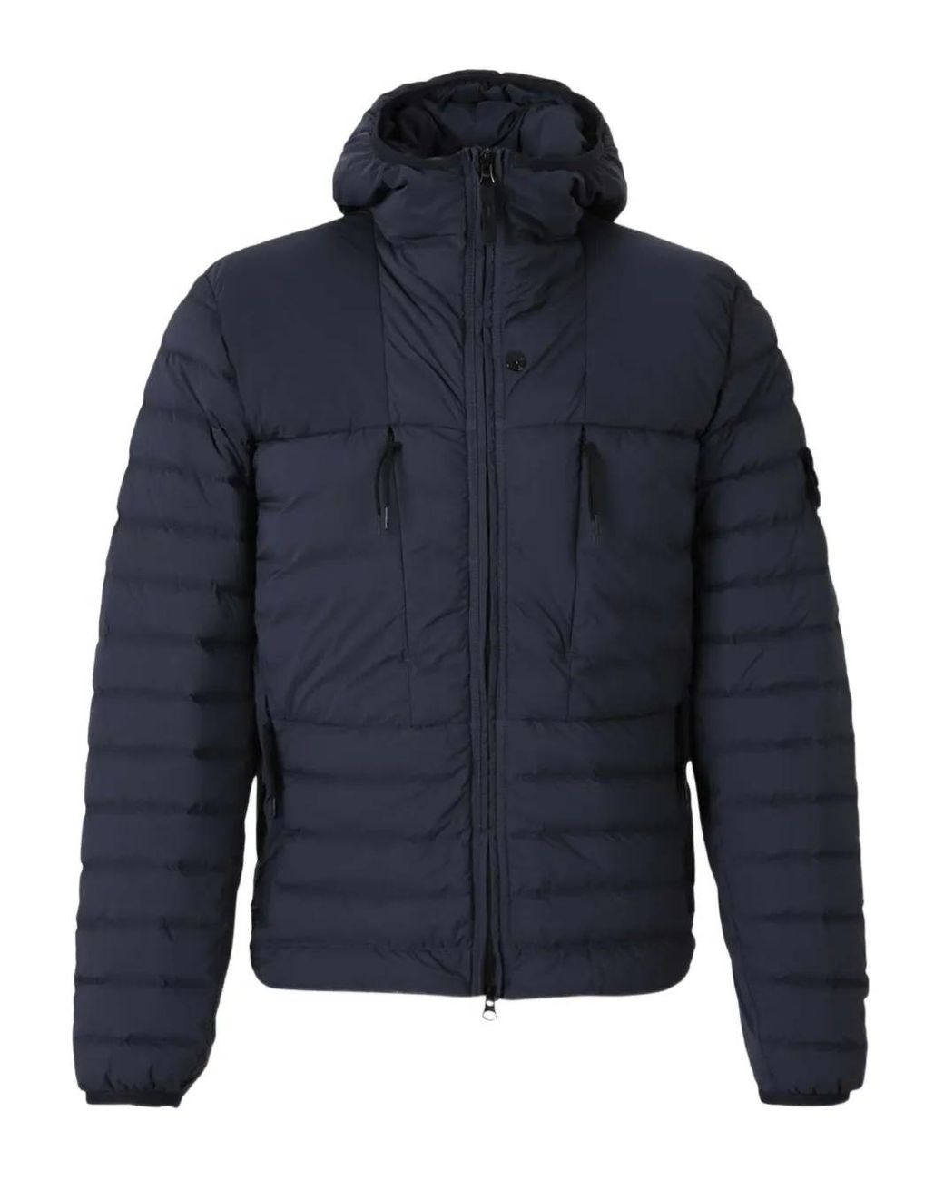Stone Island Blue Logo-Patch Quilted Jacket for men