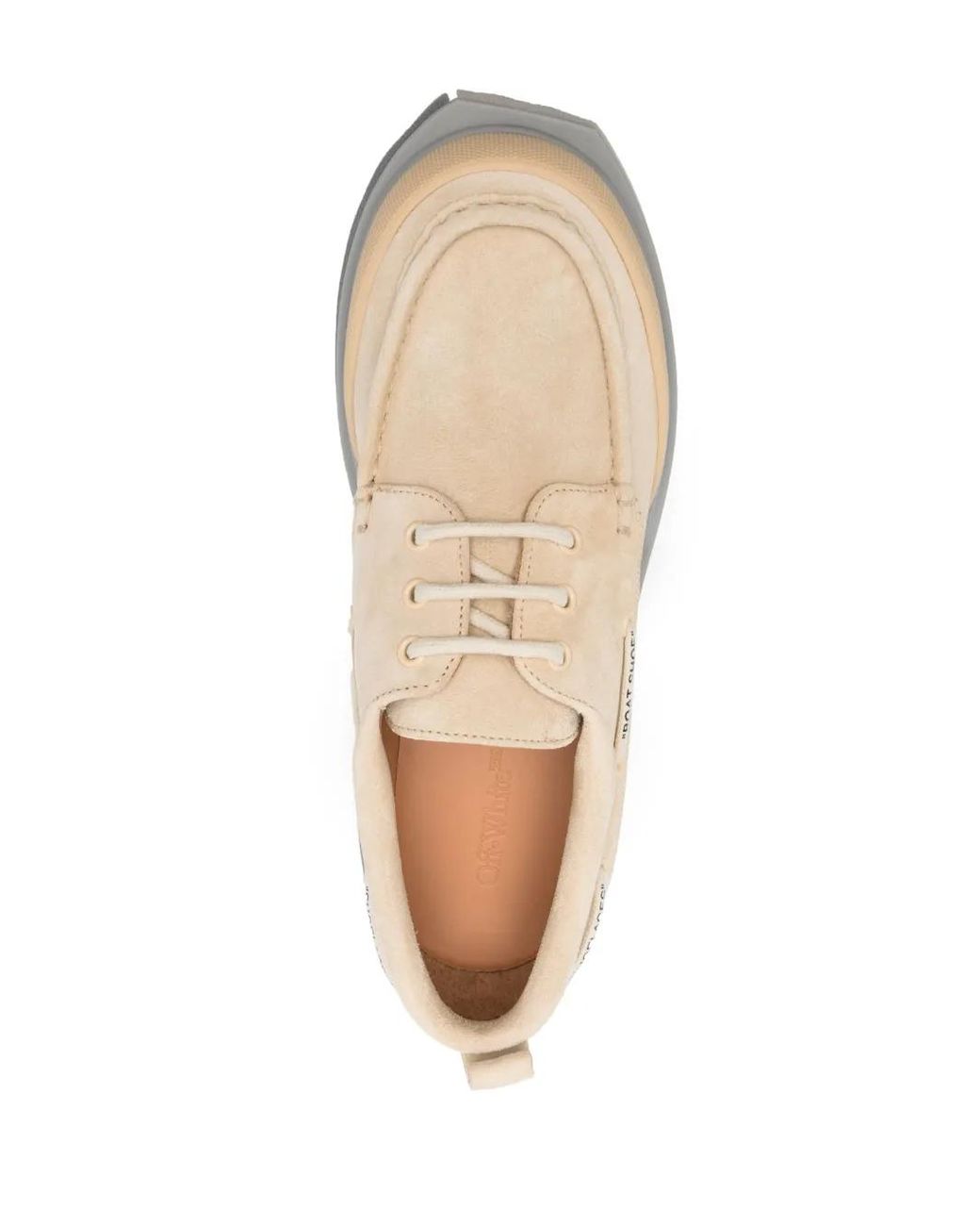 Off-White c/o Virgil Abloh Natural Off-white Sponge Suede Boat Shoes Beige/beige for men