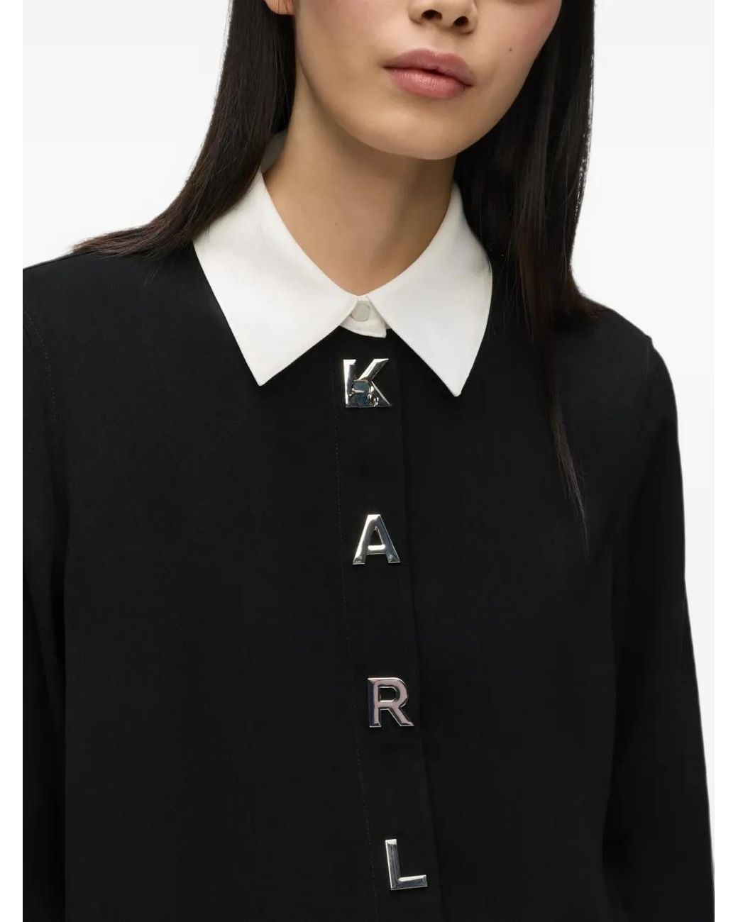 Karl Lagerfeld Black Chemise À Lettrage Contrastant