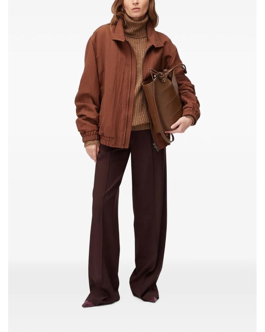 RETORI Brown Wrinkled-Effect Bomber Jacket