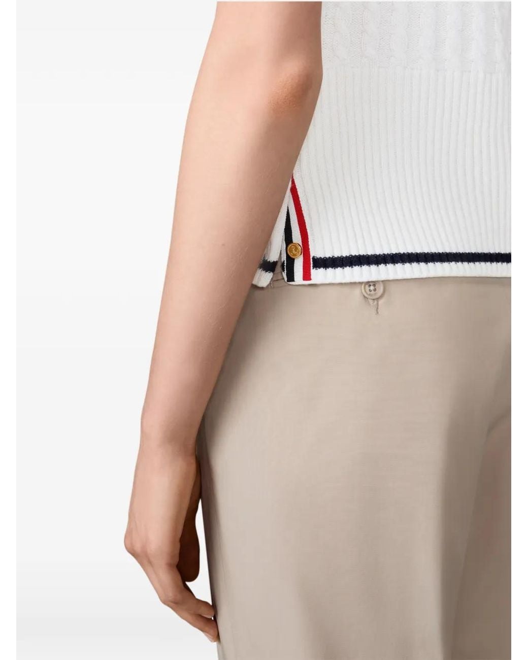 Thom Browne White Cashmere Baby Cable Stitch Polo