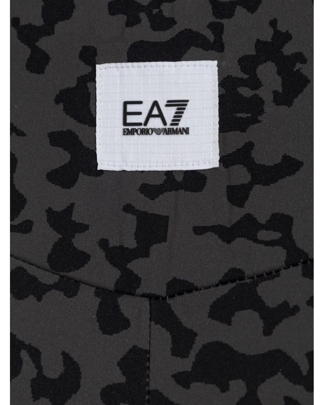 EA7 Black Train Sporty Camouflage-Pattern Leggings