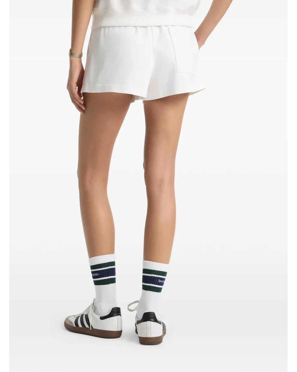 Sporty & Rich White Embroidery-Logo Elasticated Shorts