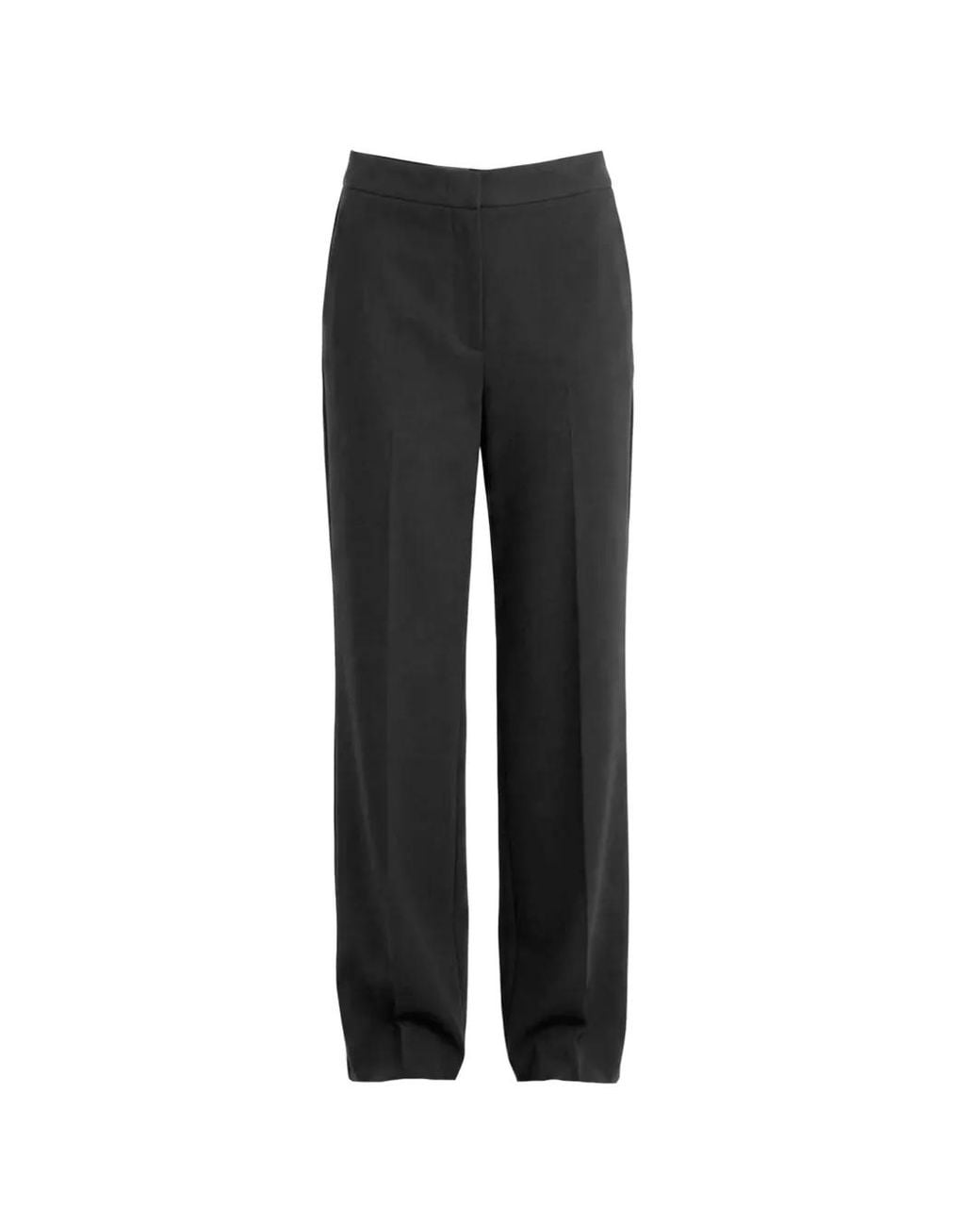 Marella Black Pressed-Crease Straight-Leg Trousers