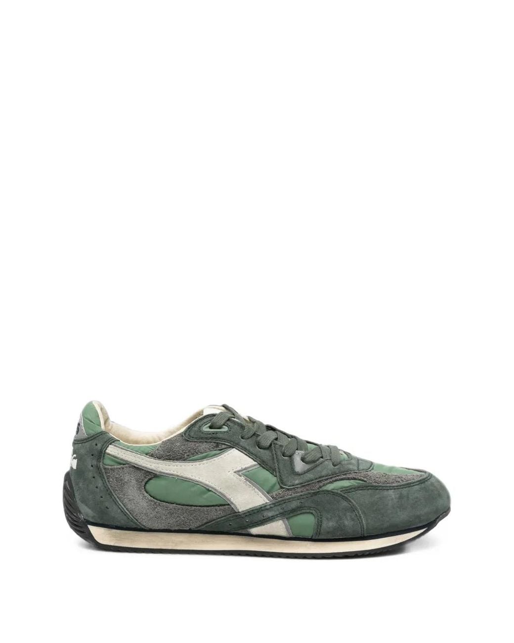 Diadora Green Panelled Lace-Up Sneakers for men
