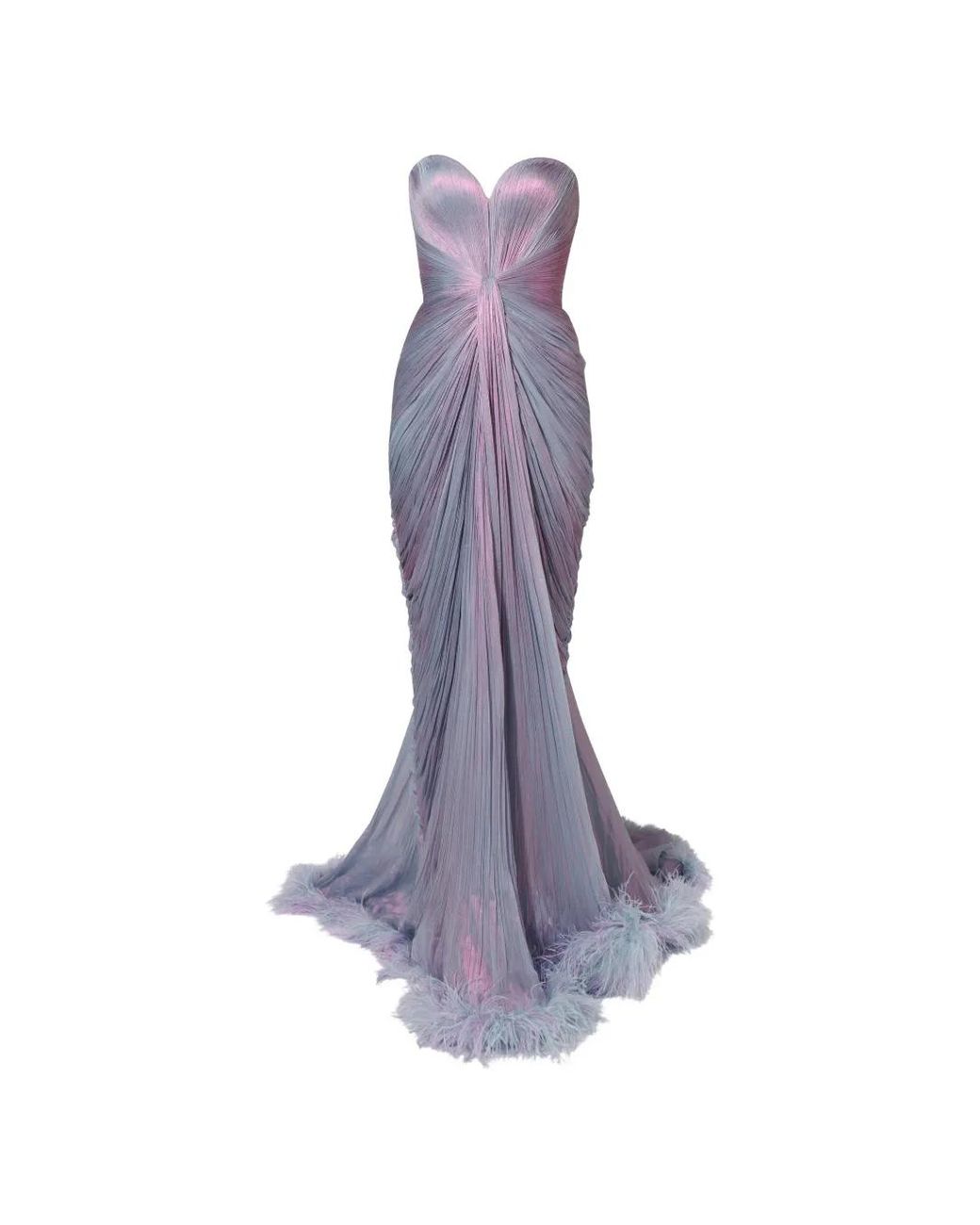 IRIS SERBAN Purple Amanda Feathers Maxi Dress