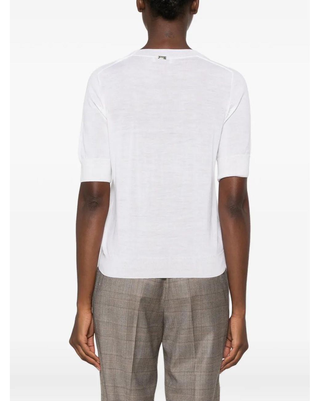 Herno White Short-Sleeve Knitted T-Shirt