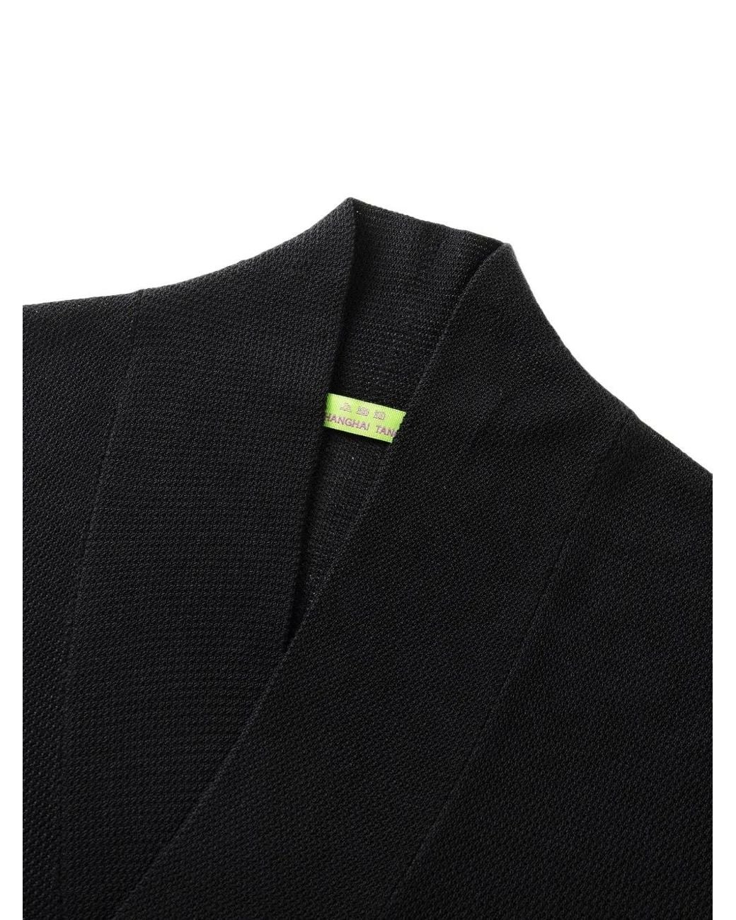Shanghai Tang Black Quiet Fortune Shawl-Collar Jacquard-Logo Sweater for men