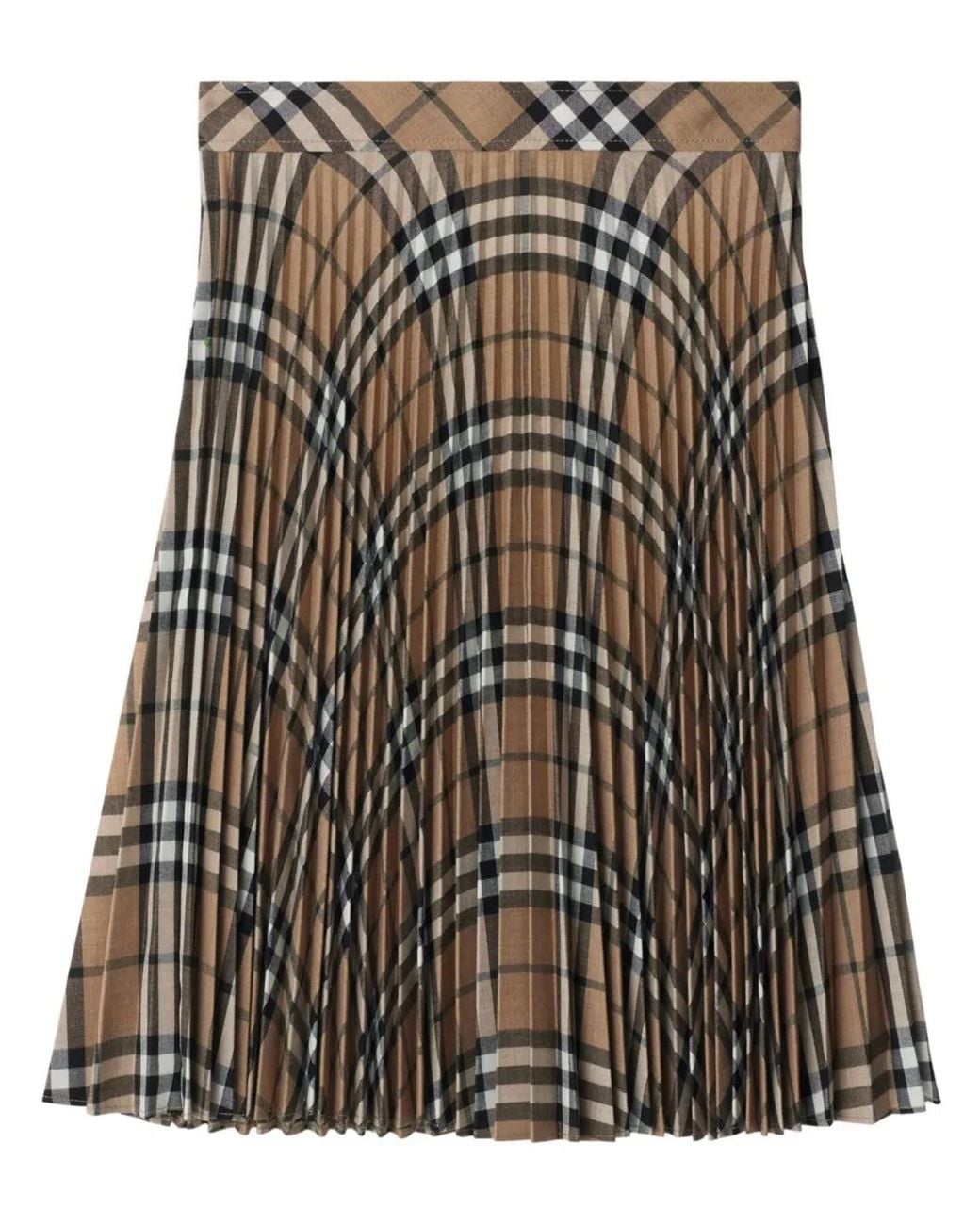 Burberry Brown Giu Checked Wool Skirt, Brand Size 4 (Us
