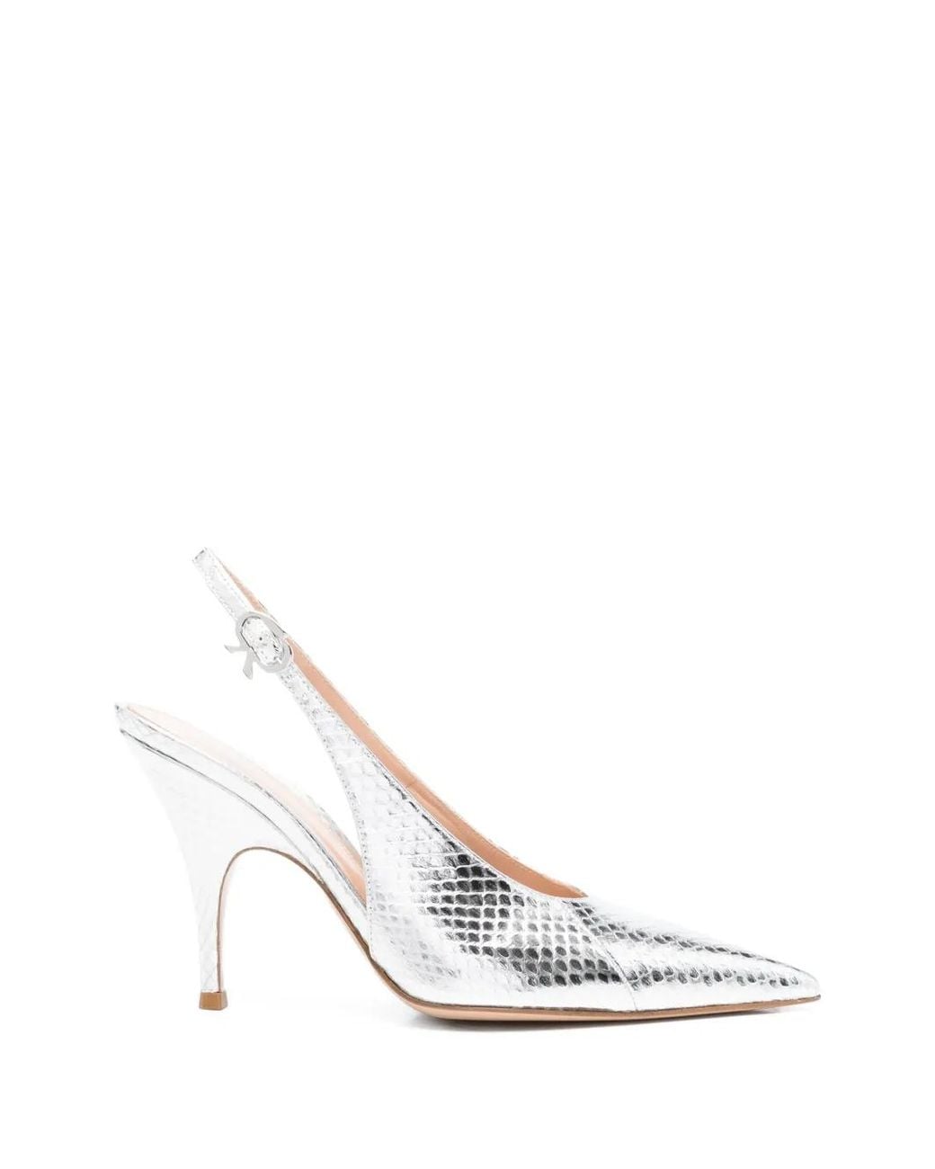 Gianvito Rossi White Sofia Point Pumps Mit Reptil-Effekt