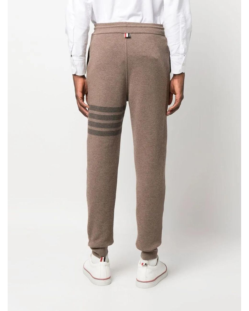 Thom Browne Natural 4-Bar Wool Track Pants for men