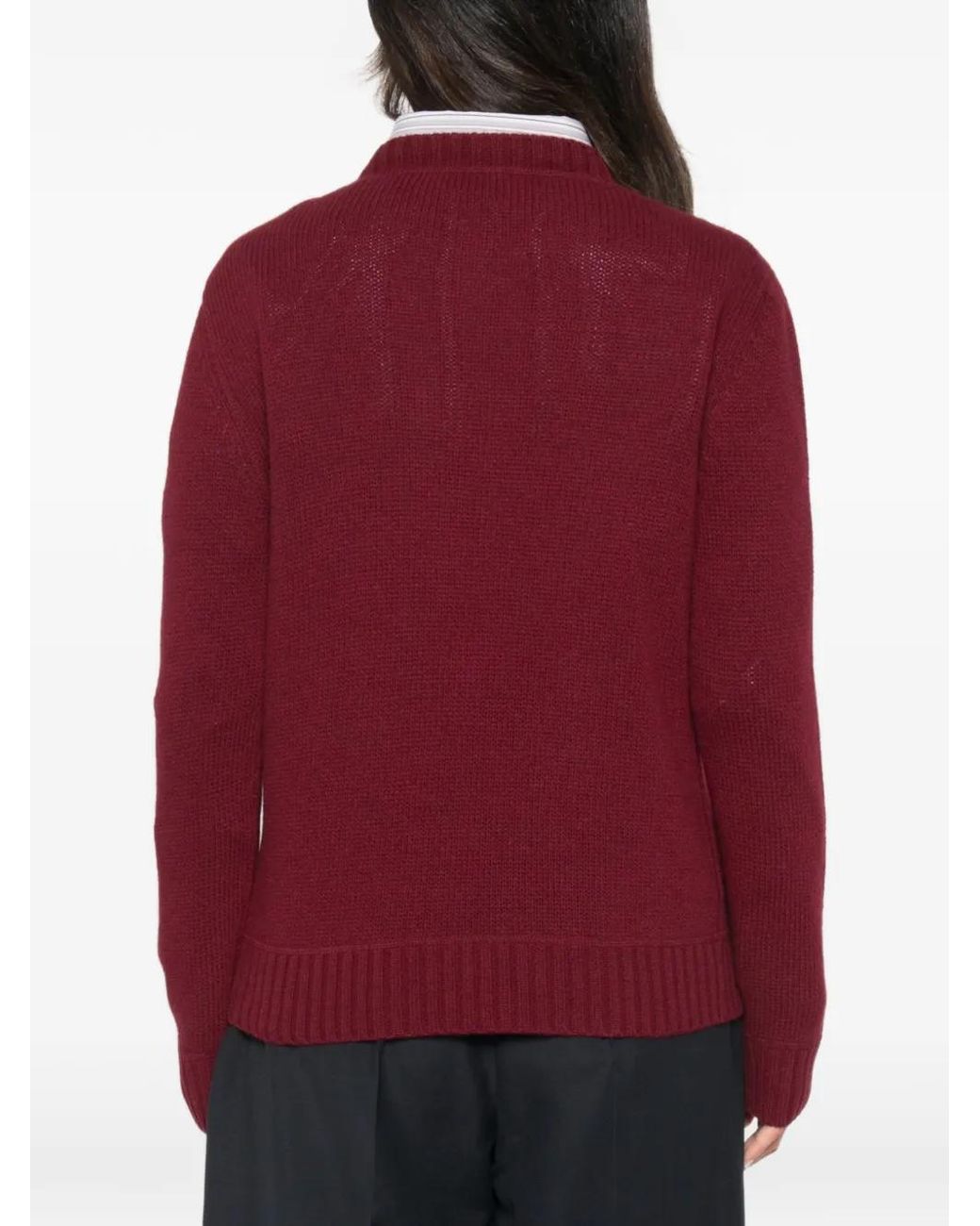 Prada Red Cashmere And Wool Logo Crew-Neck Sweater