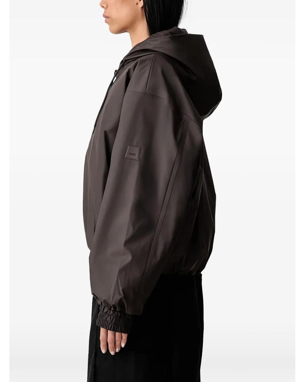 Rains Black Hooded Zip-Up Jacket