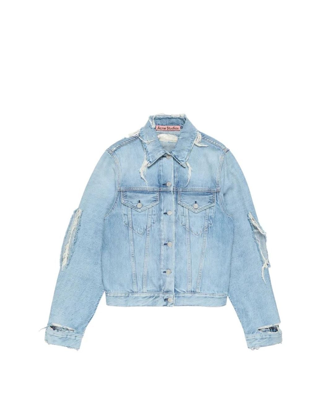 Acne Blue Veste En Jean À Effet Usé