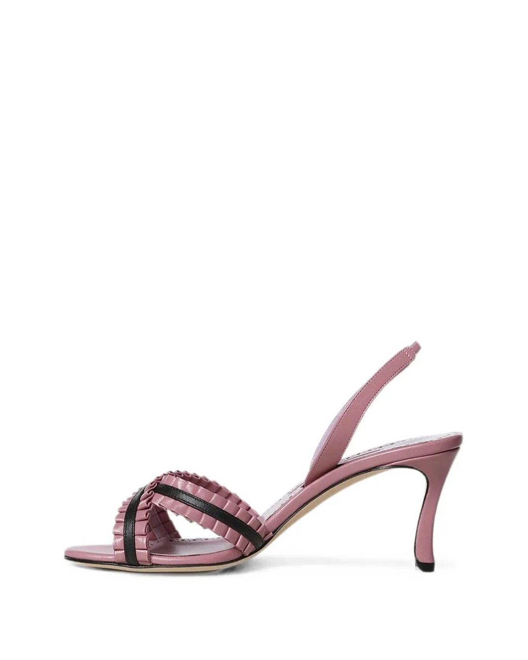 Manolo Blahnik Pink Volusan Ruffled Slingback Sandals