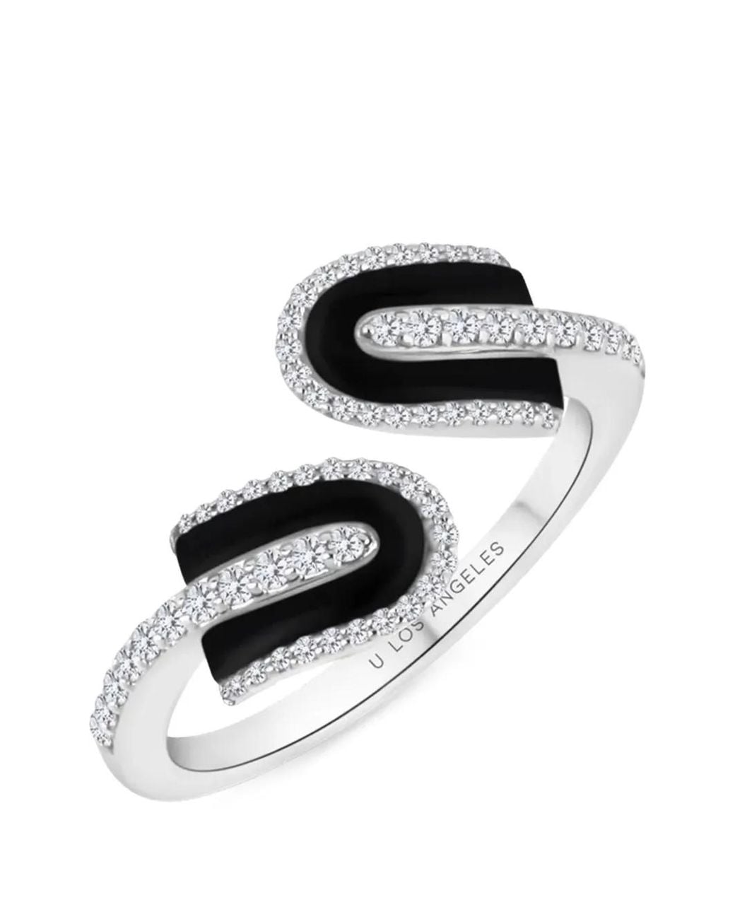 UNION LOS ANGELES Black U Duo Diamond And Onyx Ring