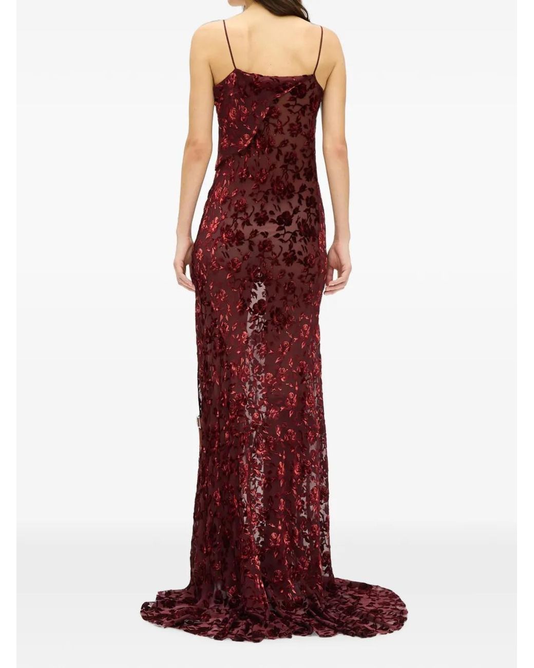 Ann Demeulemeester Red Devoré-Effect Maxi Dress